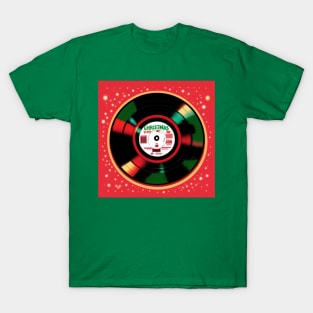 Festive Retro Christmas Holiday Vinyl Record T-Shirt